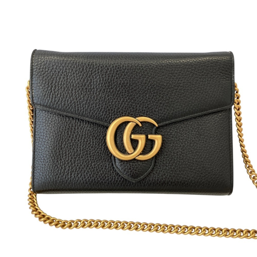 GUCCI GG Marmont Chain Wallet Long 401232 Black Women's